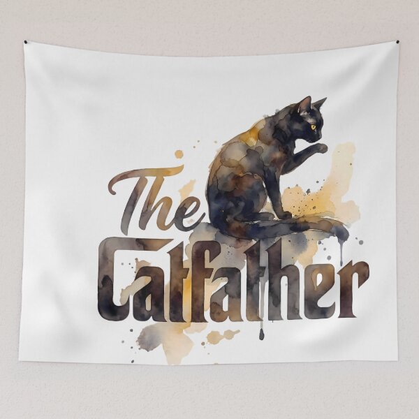 Item preview, The Catfather - Funny Black Cat Dad Parody designed and sold by PurrfectHome.