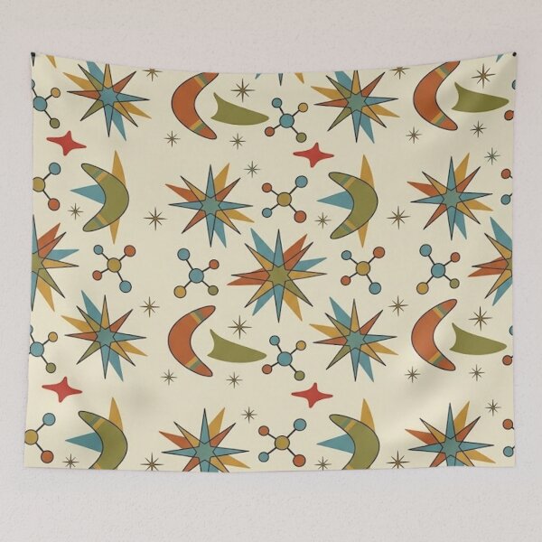 Item preview, Mid Century Modern Atomic Pattern - Retro Starburst Boomerang designed and sold by CattlettArt.
