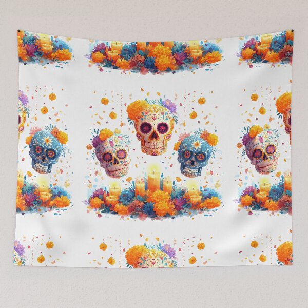 Item preview, Sugar skulls ofrenda Mexican Art designed and sold by Instant Printing.