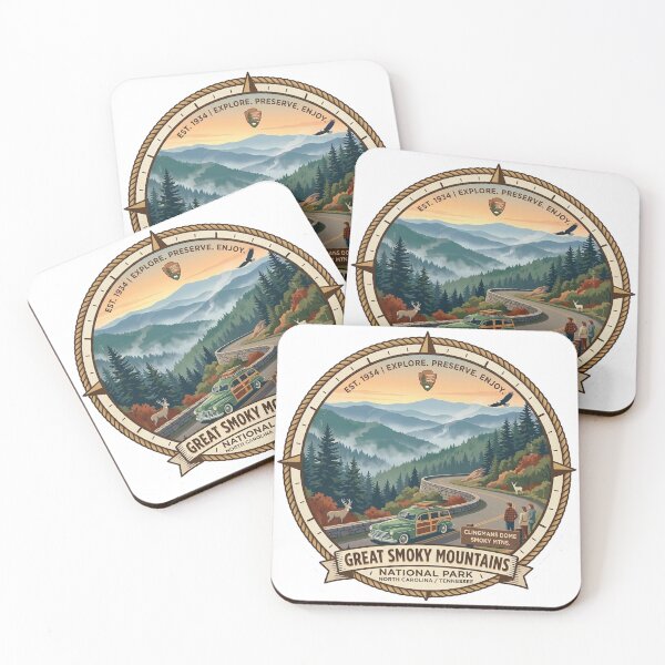 Item preview, Great Smoky Mountains Vintage Badge - Retro National Park Decal designed and sold by CattlettArt.