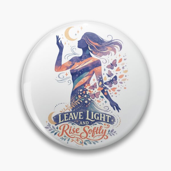 Item preview, Leave Light and Rise Softly Celestial Woman Butterfly Moon Art Design designed and sold by inkoutninja.