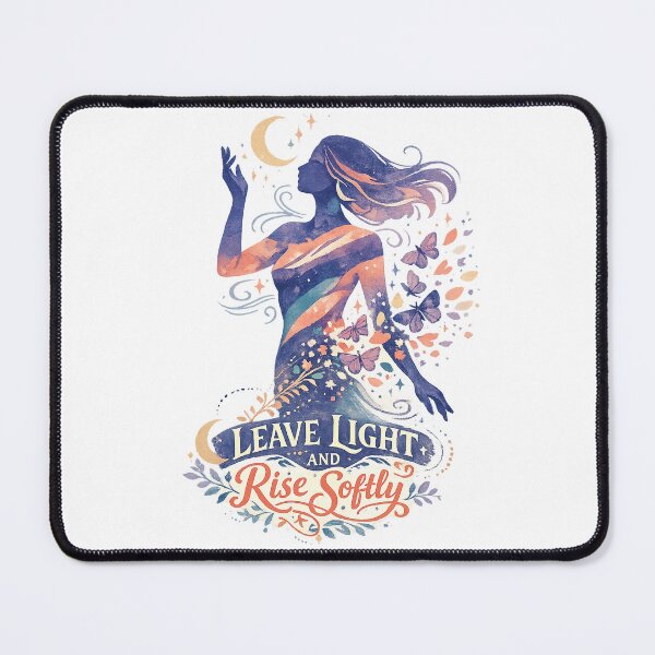 Item preview, Leave Light and Rise Softly Celestial Woman Butterfly Moon Art Design designed and sold by inkoutninja.