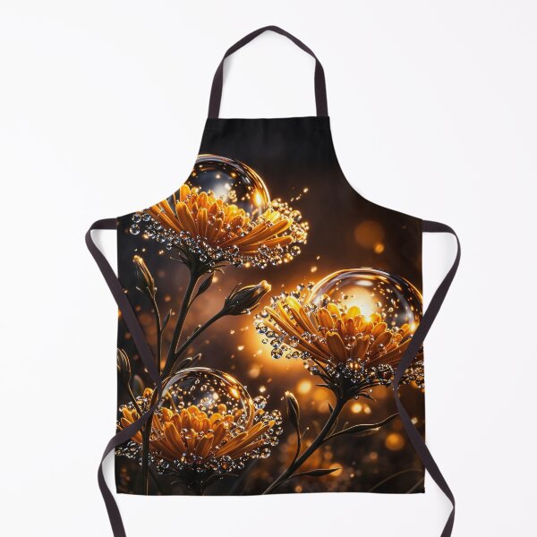 Item preview, Golden Flowers with Crystal Dew Drops – Glowing Botanical Fantasy Art Print designed and sold by Kaleidoscope Print.