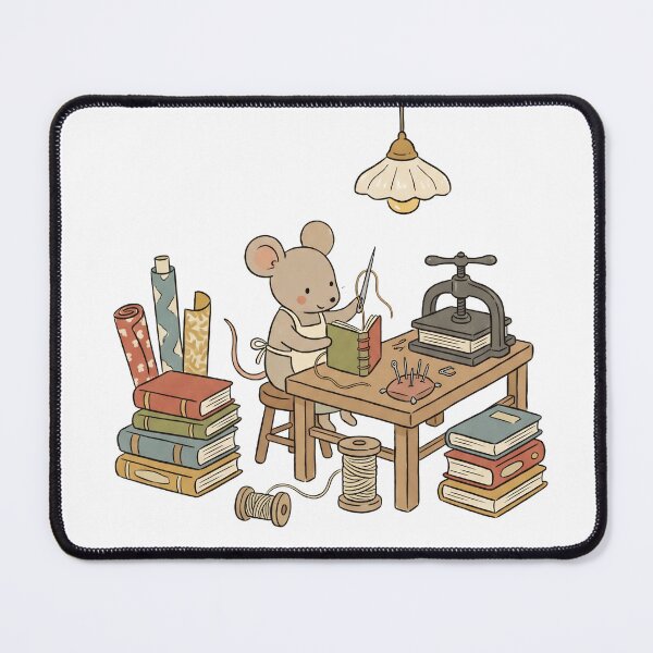Item preview, Cute Bookbinding Mouse Little Bookbinder Illustration designed and sold by IriArt-Designs.