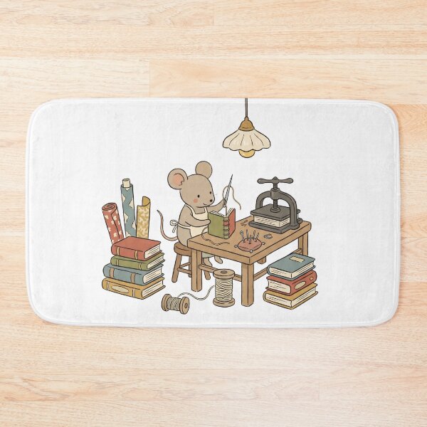 Item preview, Cute Bookbinding Mouse Little Bookbinder Illustration designed and sold by IriArt-Designs.
