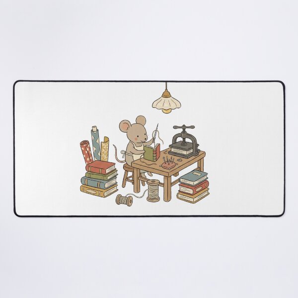 Item preview, Cute Bookbinding Mouse Little Bookbinder Illustration designed and sold by IriArt-Designs.