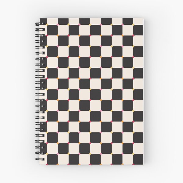 Item preview, Black and creamy white Mid-century modern retro checkered grid with a pop of color designed and sold by PrettywithColor.