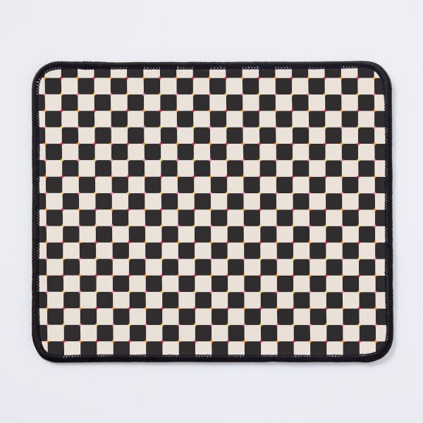 Item preview, Black and creamy white Mid-century modern retro checkered grid with a pop of color designed and sold by PrettywithColor.
