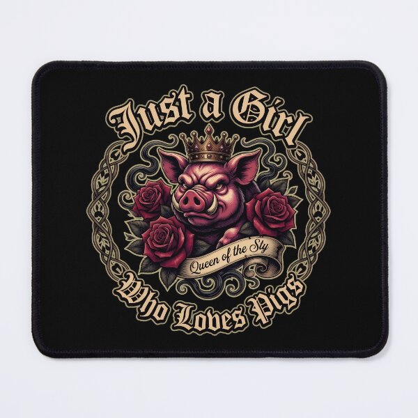 Item preview, Retro Gothic Pig Queen Crown Red Roses Floral Stamp designed and sold by troyjamess.