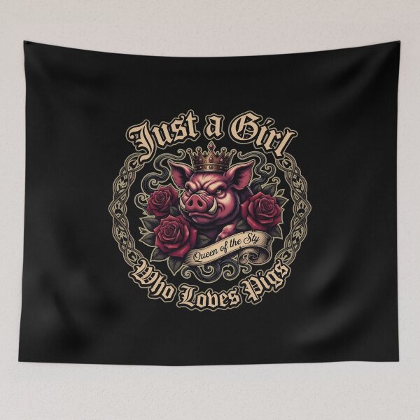 Item preview, Retro Gothic Pig Queen Crown Red Roses Floral Stamp designed and sold by troyjamess.