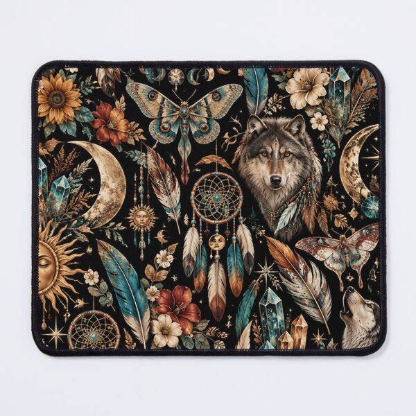 Item preview, Celestial Boho Tapestry – Wolves Moons & Wildflowers designed and sold by Kevin Shearer.