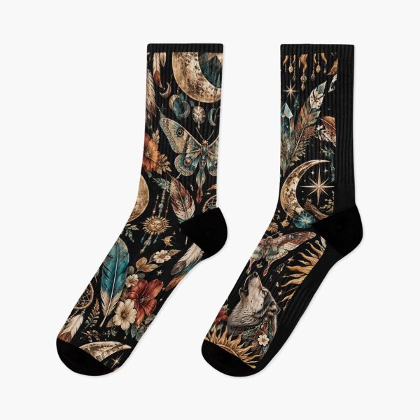 Item preview, Celestial Boho Tapestry – Wolves Moons & Wildflowers designed and sold by Kevin Shearer.