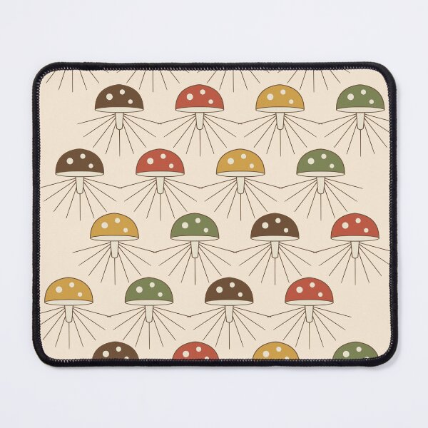 Item preview, Retro Space Age Mushroom Grid Mid Century Fungi Pattern designed and sold by KungPowUnicorn.