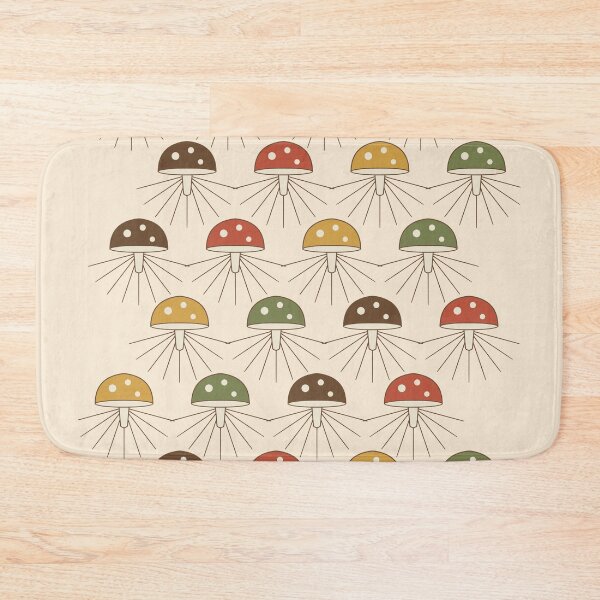Item preview, Retro Space Age Mushroom Grid Mid Century Fungi Pattern designed and sold by KungPowUnicorn.