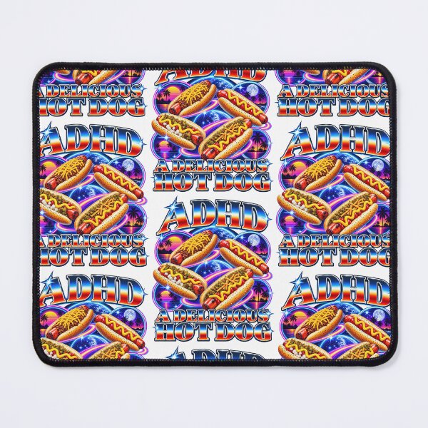 Item preview, ADHD A Delicious Hot Dog Retro Synthwave Funny Food Meme Design designed and sold by CaChimShop.