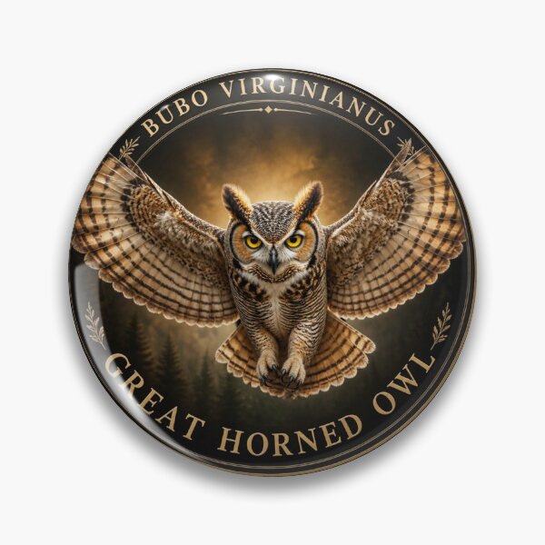 Item preview, Great Horned Owl – Bubo virginianus – Premium Round Emblem designed and sold by The Digital Compass.