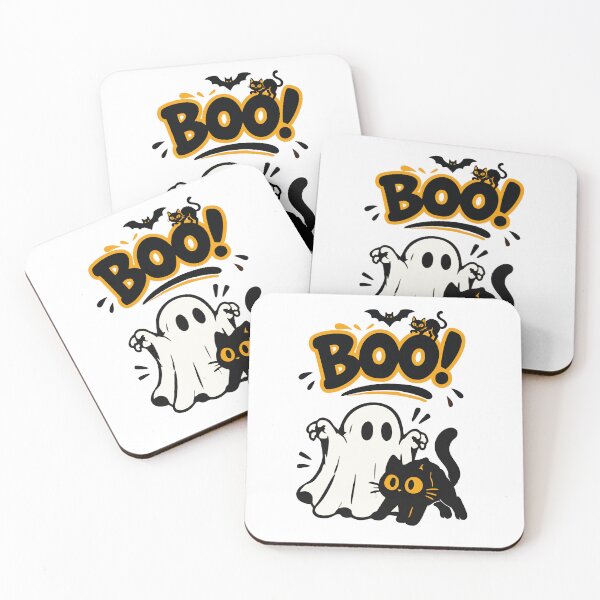 Item preview, Cute Boo Halloween Ghost With Black Cat designed and sold by mazyoy.