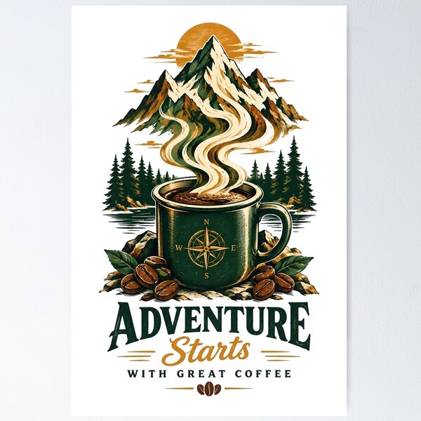 Item preview, Adventure Starts With Great Coffee Mountain Cup designed and sold by Sovereign Supply Co..
