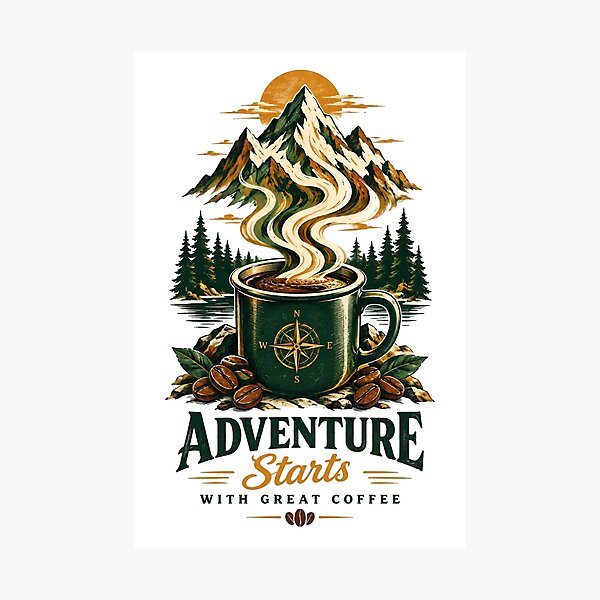 Item preview, Adventure Starts With Great Coffee Mountain Cup designed and sold by Sovereign Supply Co..