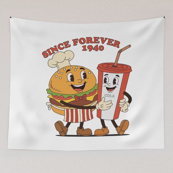 Item preview, Vintage Retro Hamburger Cola Mascot - Since Forever 1940 designed and sold by KozbiDesign.