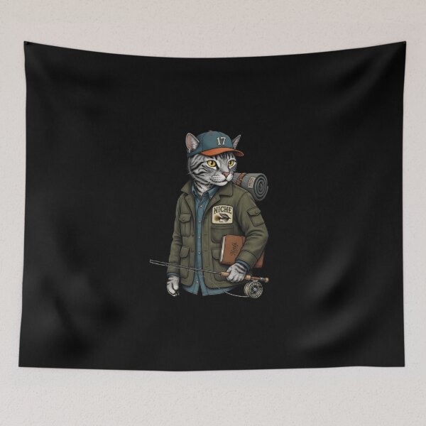 Item preview, Tactical Gorpcore Tabby Cat Angler Fly Fishing Badge designed and sold by troyjamess.