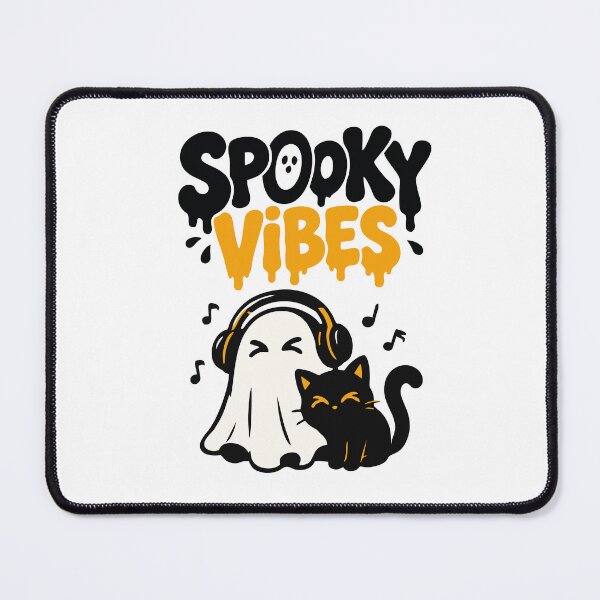 Item preview, Spooky Vibes Ghost n Black Cat Chilling Halloween Nigh designed and sold by mazyoy.