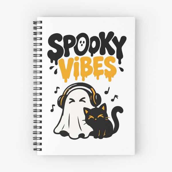 Item preview, Spooky Vibes Ghost n Black Cat Chilling Halloween Nigh designed and sold by mazyoy.