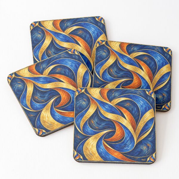 Item preview, Swirling Blue and Golden Ribbons designed and sold by Qenlo.