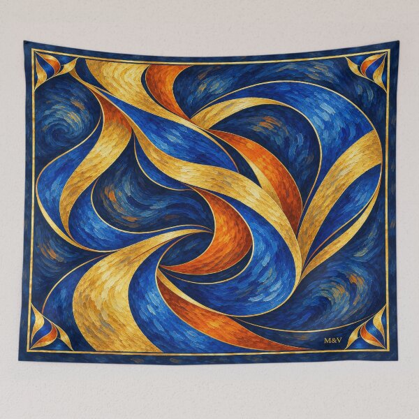 Item preview, Swirling Blue and Golden Ribbons designed and sold by Qenlo.