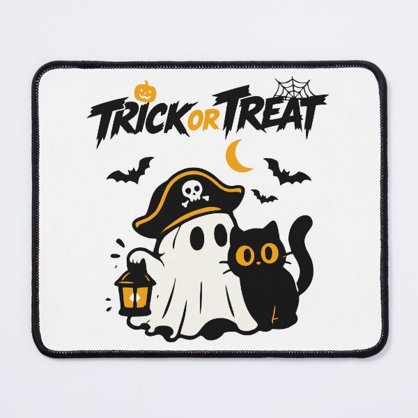 Item preview, Trick Or Treat Cute Ghost With Black Halloween Cat designed and sold by mazyoy.