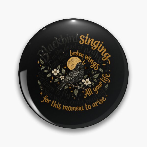 Item preview, Blackbird Singing Broken Wings Learn To Fly Vintage Nature Design designed and sold by CaChimShop.