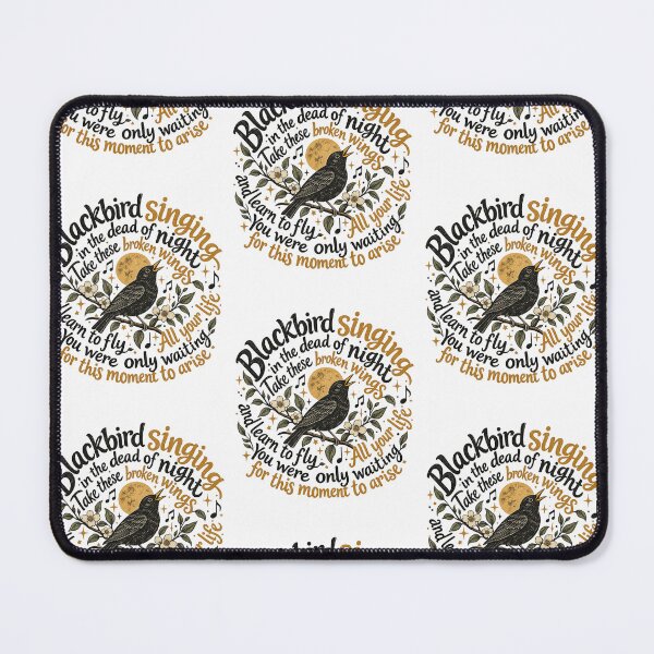 Item preview, Blackbird Singing Broken Wings Learn To Fly Vintage Nature Design designed and sold by CaChimShop.