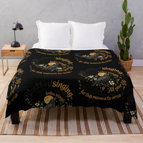 Item preview, Blackbird Singing Broken Wings Learn To Fly Vintage Nature Design designed and sold by CaChimShop.