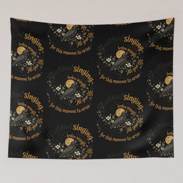Item preview, Blackbird Singing Broken Wings Learn To Fly Vintage Nature Design designed and sold by CaChimShop.