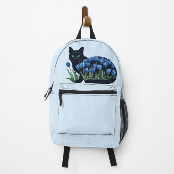 Item preview, Black Cat Blue Tulips Witchy Botanical designed and sold by Litely.