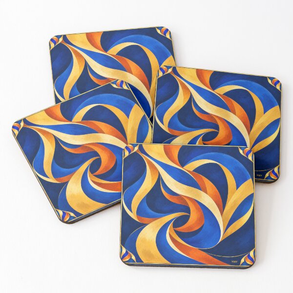 Item preview, Flowing Blue Gold Orange Ribbons designed and sold by Qenlo.