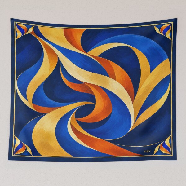 Item preview, Flowing Blue Gold Orange Ribbons designed and sold by Qenlo.