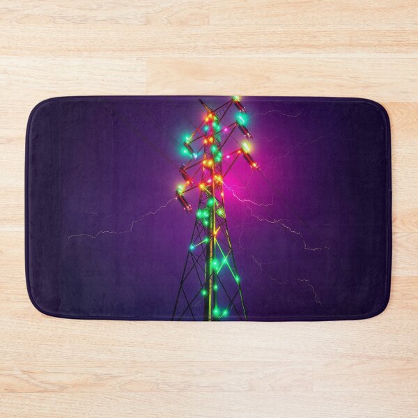 Item preview, Electricity Pylon Neon Glow Synthwave Lightning Art designed and sold by Pylon-Bureau.