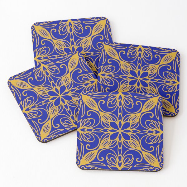 Item preview, Luxury blue and gold seamless pattern background, ornamental royal floral mandala texture for wallpaper, ceramic tile, fabric print, or luxury packaging designed and sold by Catfish013.