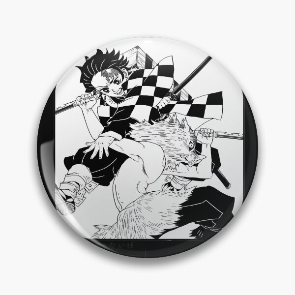Item preview, Epic Anime Battle Scene Featuring Tanjirou and Inosuke in Dynamic Action Pose designed and sold by -atisuto-.