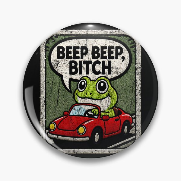 Item preview, Beep Beep Vintage Embroidered Patch Frog Driving Convertible Car Design designed and sold by GiftsProShop.