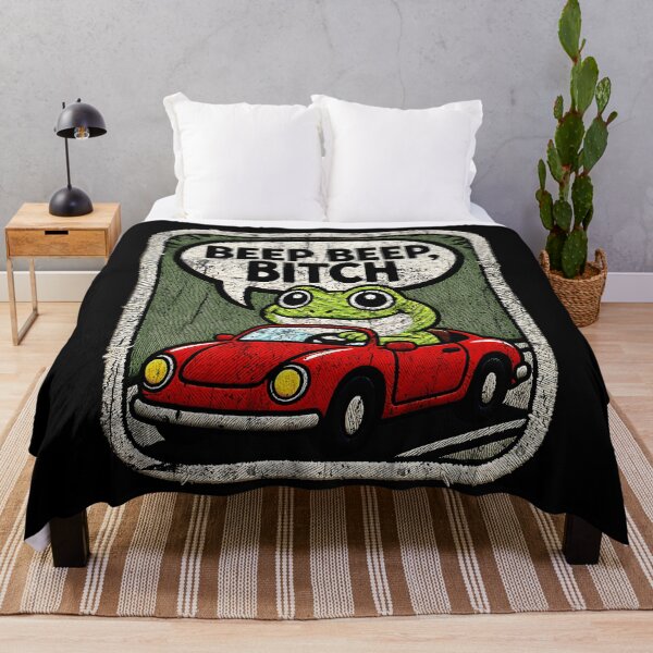 Item preview, Beep Beep Vintage Embroidered Patch Frog Driving Convertible Car Design designed and sold by GiftsProShop.