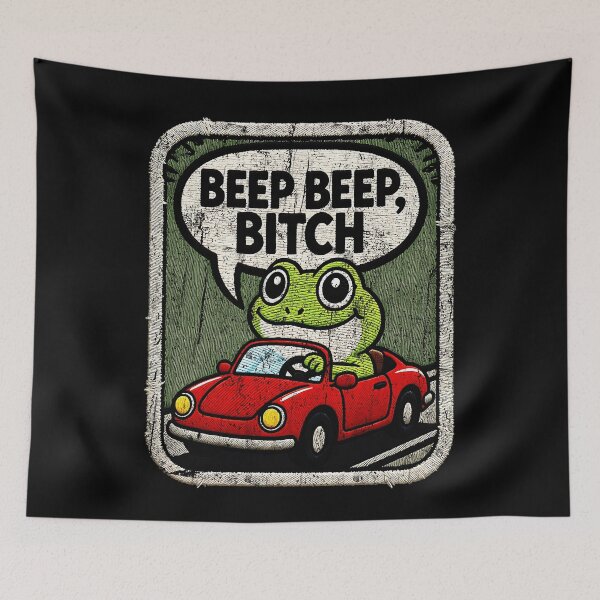 Item preview, Beep Beep Vintage Embroidered Patch Frog Driving Convertible Car Design designed and sold by GiftsProShop.