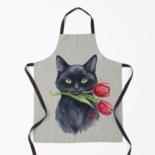 Item preview, Black Cat Red Tulip Romantic Watercolor Goth designed and sold by Litely.