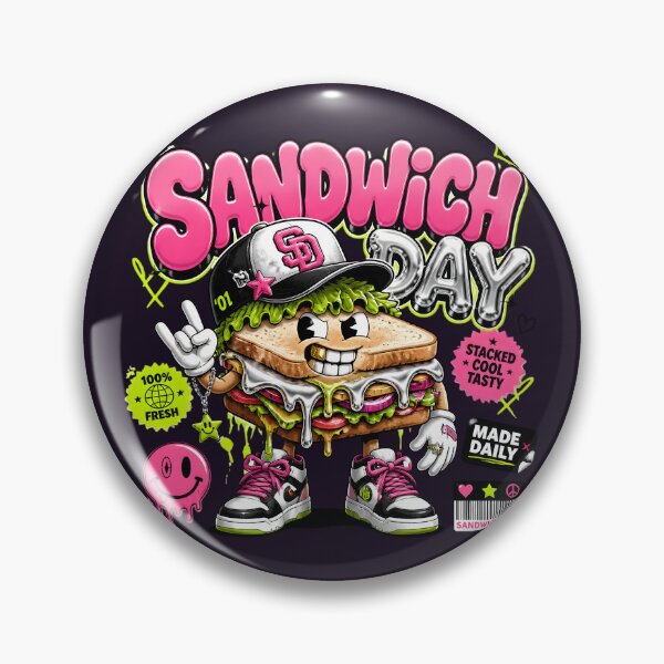 Item preview, Cool Y2K Sandwich Day Streetwear Food Character designed and sold by CloudyCatArt.