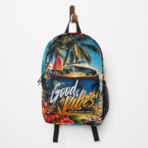 Item preview, Good Vibes & Beach Days Ahead T Shirt Backpack designed and sold by KLERIKSTORE.