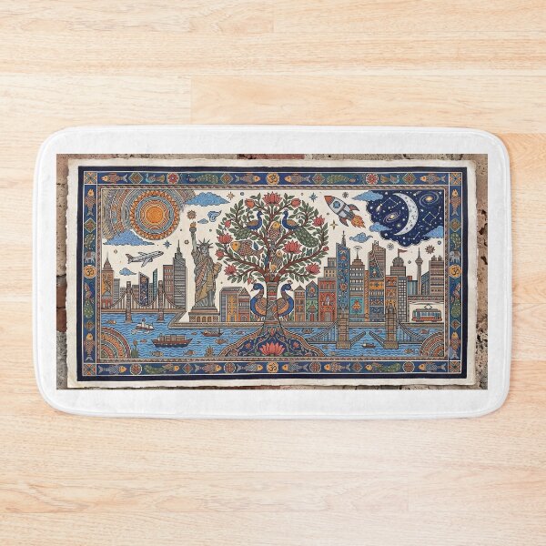 Item preview, East Meets West: Tree of Life & Modern World Madhubani Painting designed and sold by robertronda1.
