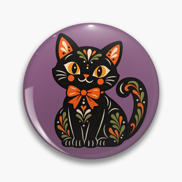 Item preview, Cute Folk Art Halloween Black Cat designed and sold by Everwood Art Studio.