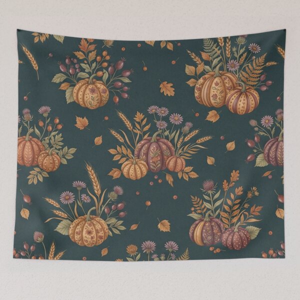 Item preview, Autumn Pumpkin Botanical Floral Pattern designed and sold by SassyArtistry.