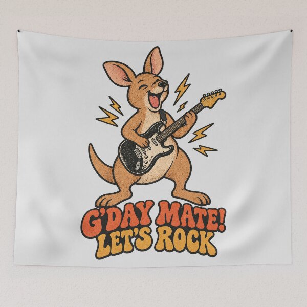 Item preview, G'day Mate Let's Rock Kangaroo Guitar Aussie Slag Funny designed and sold by Yellowriversss.
